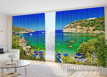 Фото Штори "Берег Греції" 2,7м*5,0м (2 полотна по 2,5м), тасьма