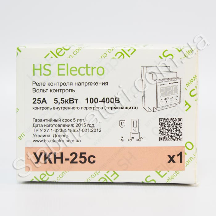 HS-Electro УКН-25с ( т) — реле напруги з термозахистом
