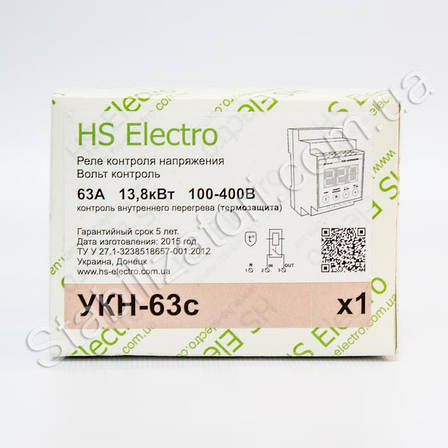 HS-Electro УКН-63с ( т) — реле напруги з термозахистом, фото 1