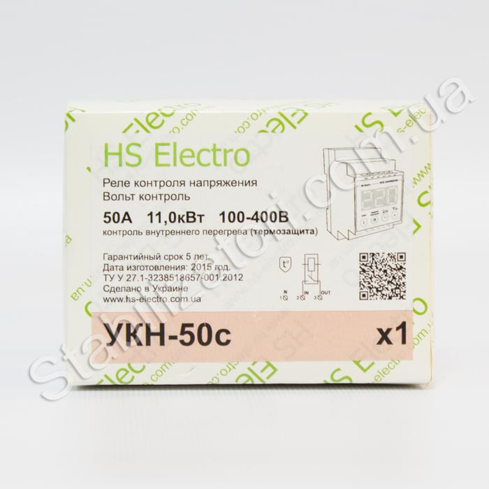 HS-Electro УКН-50с ( т) — реле напруги, з термозахистом