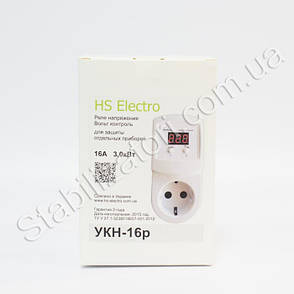HS-Electro УКН-16р (у розетку) — реле напруги, фото 1