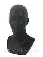 Чёрный манекен женской головы пластиковый без макияжа