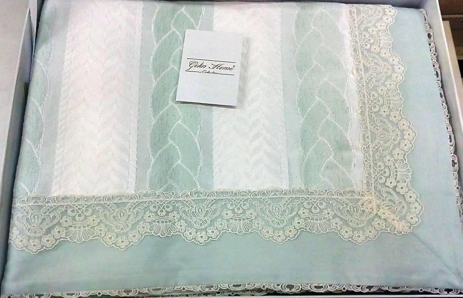 Комплект постільної білизни Gelin Home + покривало Pinar двоспальний євро, бірюзовий