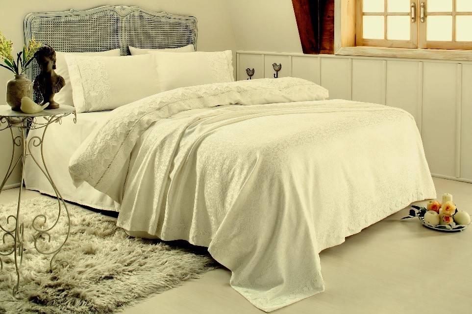 Постільна білизна + покривало ESMA double сімейний (2 підковдри) бежевий 240*260