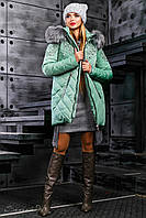 Красивая зимняя куртка пальто с вышивкой и опушкой 46-52 размера