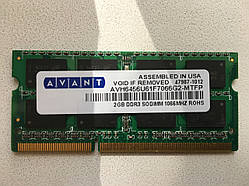 Пам'ять Micron 2Gb So-DIMM PC3-8500S DDR3-1066 