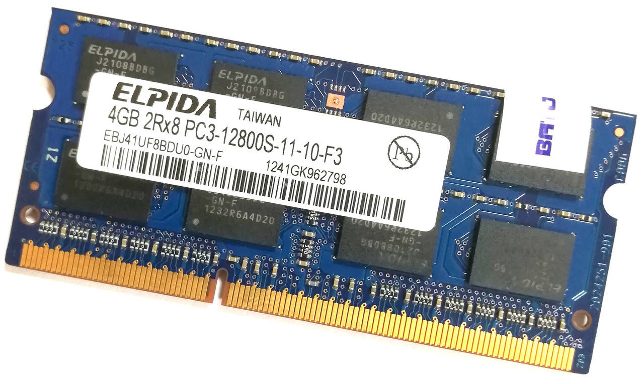 

Оперативная память для ноутбука Elpida SODIMM DDR3 4Gb 1600MHz 12800s CL11 2R8 (EBJ41UF8BDU0-GN-F) Б/У