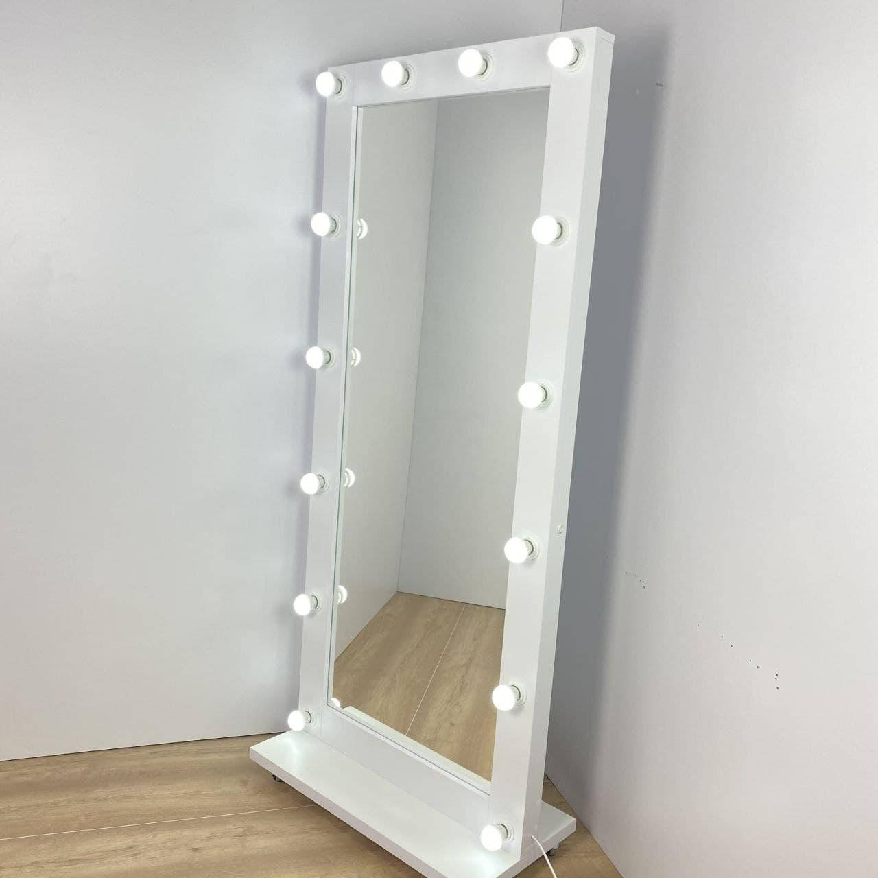 

Туалетное гримерное визажное зеркало с подсветкой на подставке с колесиками LED лампочки Эконом Белый