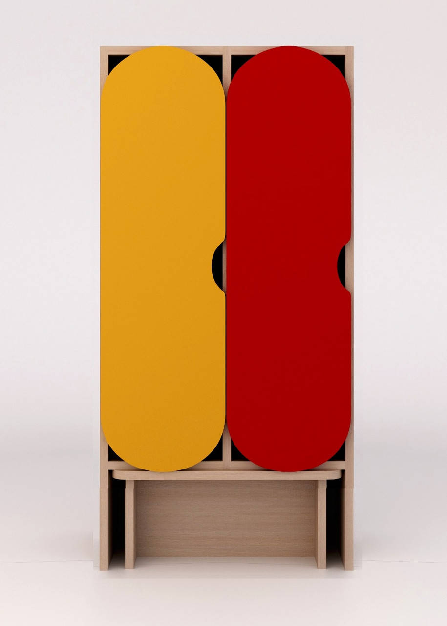 

Детский шкаф в раздевалку с лавкой цветной ДШЛ-2.1