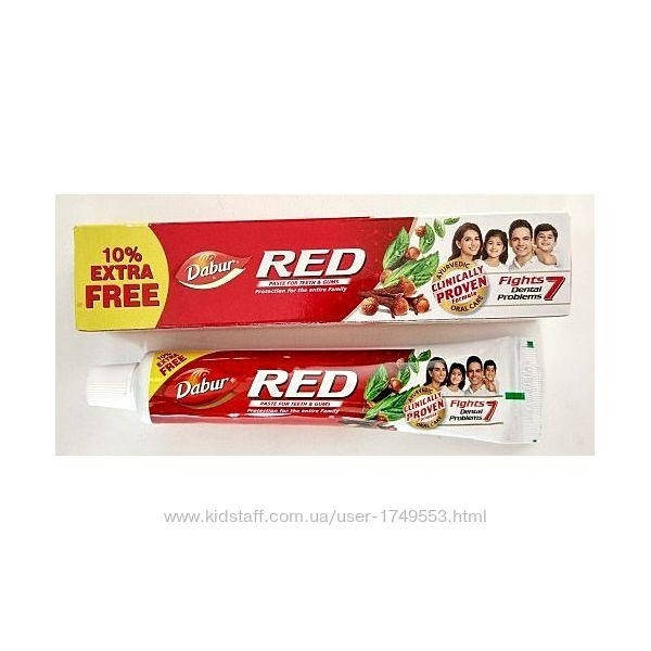 

Рэд Дабур, ОРИГИНАЛ, Зубная паста аюрведическая, RED Dabur. Индия, India 100 грамм.