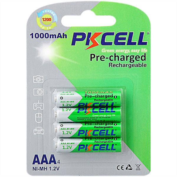 

Аккумуляторы AAA PKCELL 1000mAh 1.2V R03 NiMH Already Charged Q12 4шт