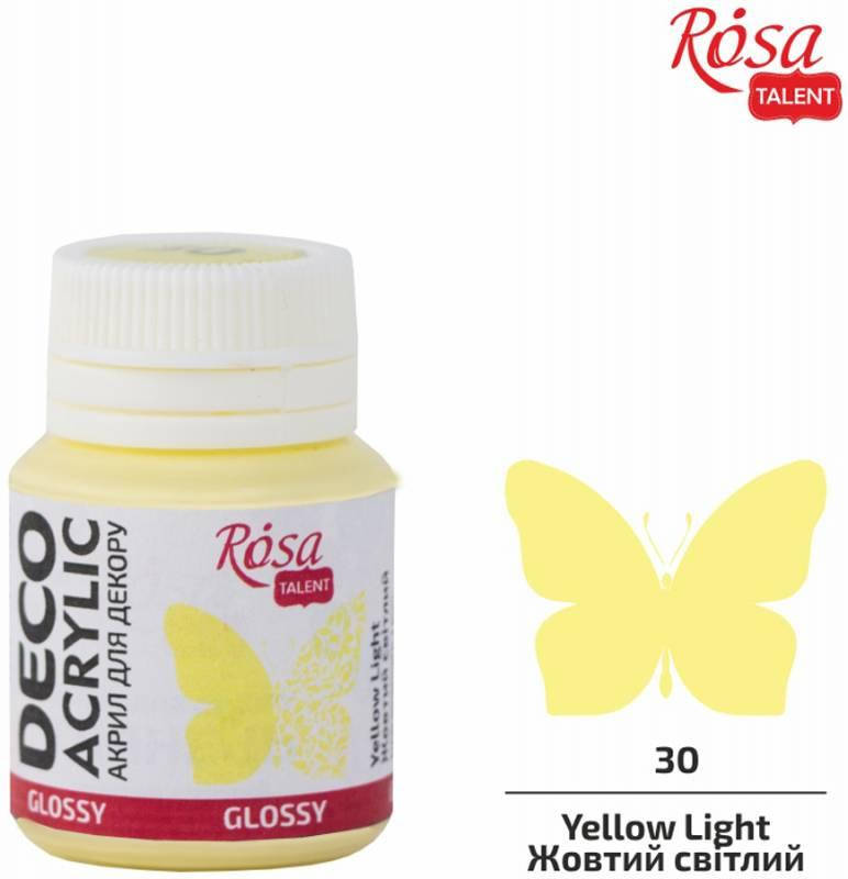 

Краска акриловая для декора ROSA TALENT 20 мл желтый светлый глянцевый (4823086702578)