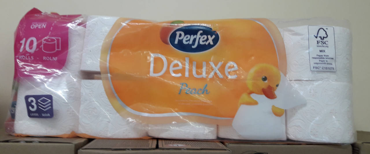 

Туалетний папір Perfex Deluxe Peach 3 шаровий персик, Белый