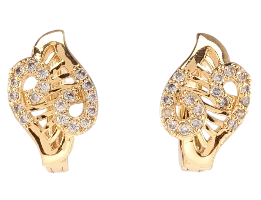 

Серьги Xuping M&L желтый оттенок колечки "Декоративные завитки с цирконием"