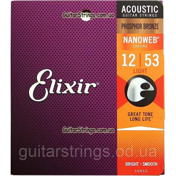 Струни Elixir 16052 Nanoweb Phosphor Bronze 12-53