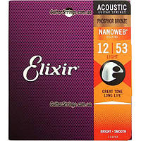 Струни Elixir 16052 Nanoweb Phosphor Bronze 12-53