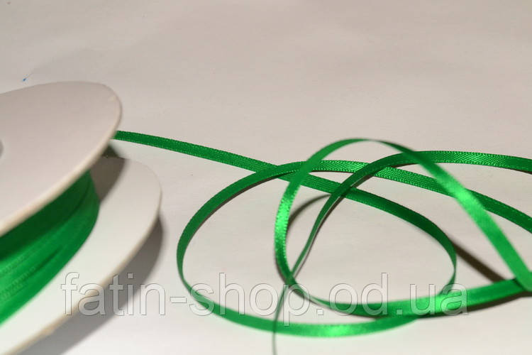 Стрічка атлас ширина 3,2 мм кол.Emerald