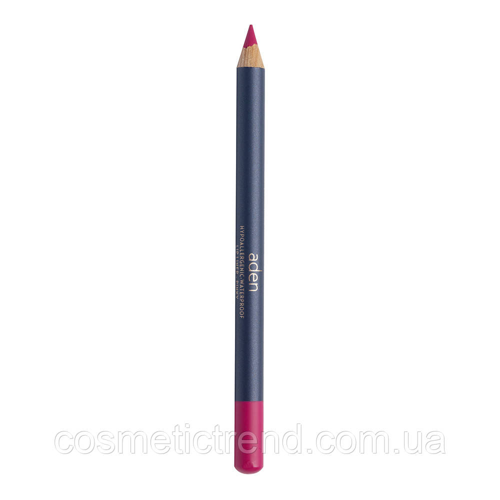 Олівець для губ водостійкий дерев'яний Lipliner Pinky #48 (яскраво-рожевий) Aden Cosmetics