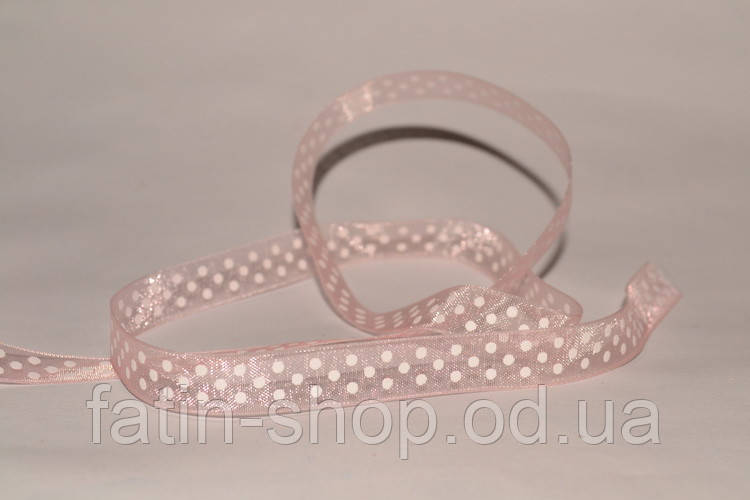 Стрічка органза Polka — Америка ширина 0,95 см.Lt.Pink