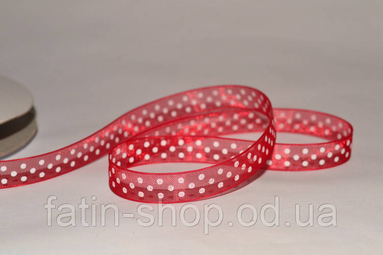 Стрічка органза Polka — Америка ширина 0,95 см.Red, фото 1