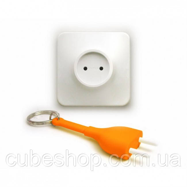 Ключниця настінна та брелок для ключів Unplug Qualy (білий-жовтогарячий)