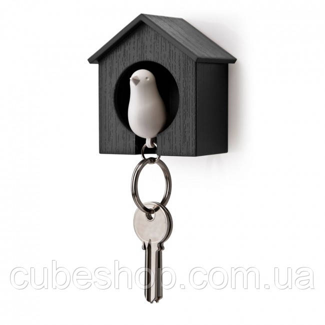 Ключниця настінна та брелок для ключів Sparrow Qualy (чорний-білий)