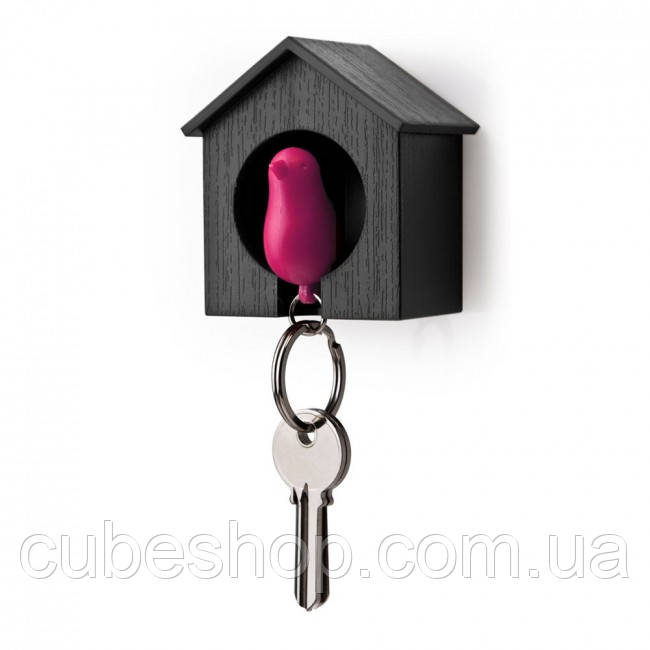 Ключниця настінна та брелок для ключів Sparrow Qualy (чорний-рожевий)
