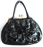 Красиві жіночі сумки, чорного кольору з трояндою, фото 6