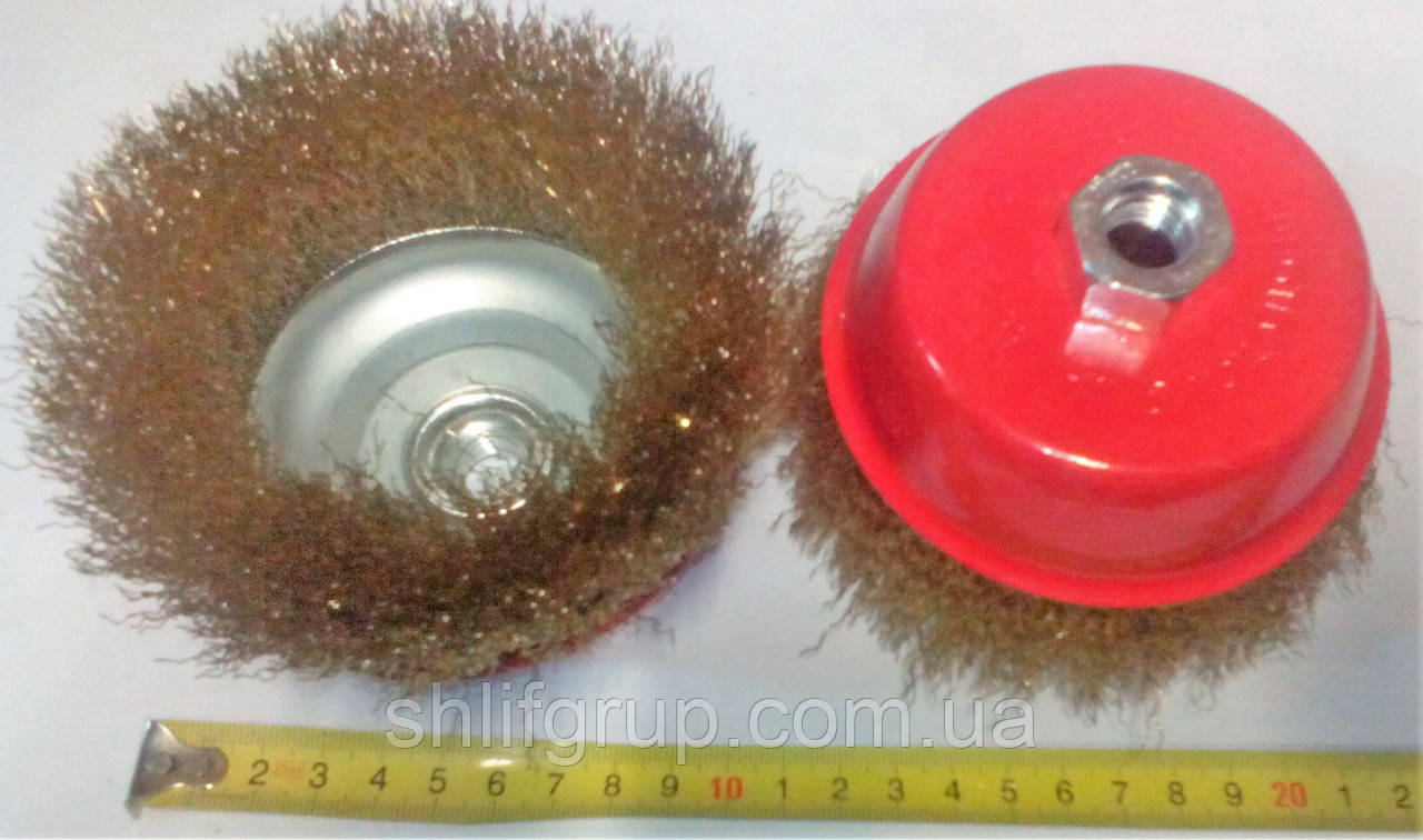 Щітка d100 мм M14 болгарка рифлена м'який дріт, фото 1