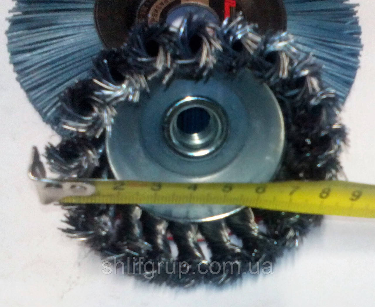 Щiтка d85 мм металева на болгарку зачисна жорстка плетений дрiт, фото 1