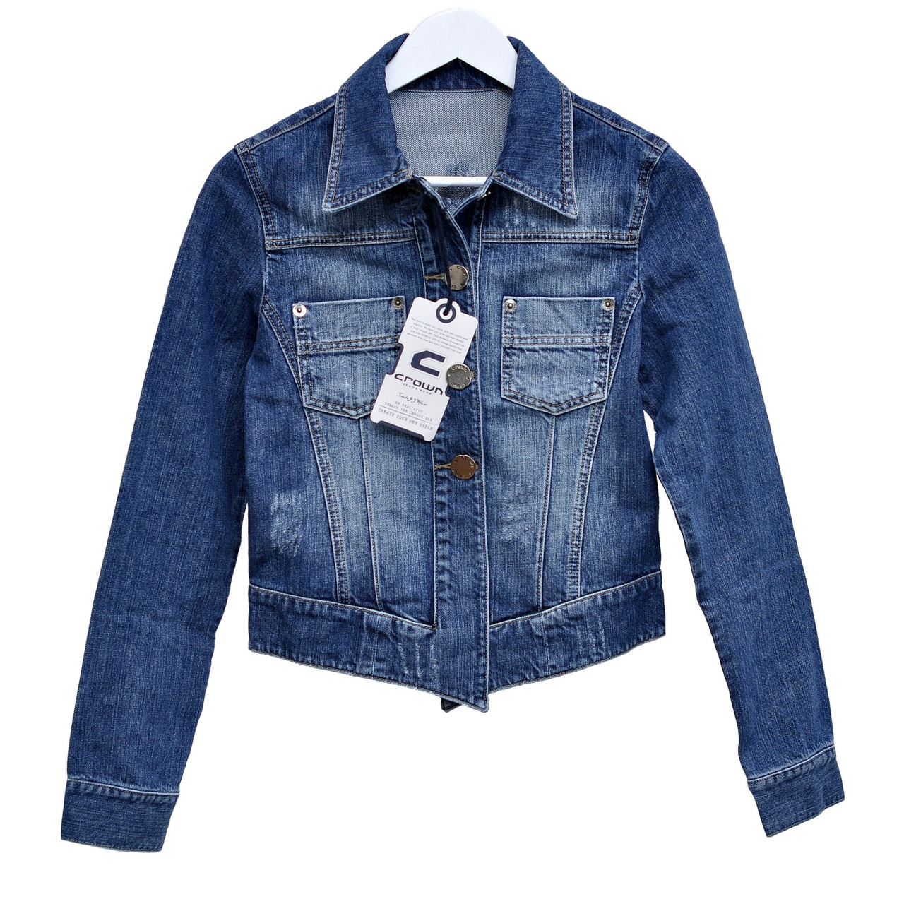 Жіноча джинсова куртка Crown Jeans модель 463 (6422) Vintage denim collection