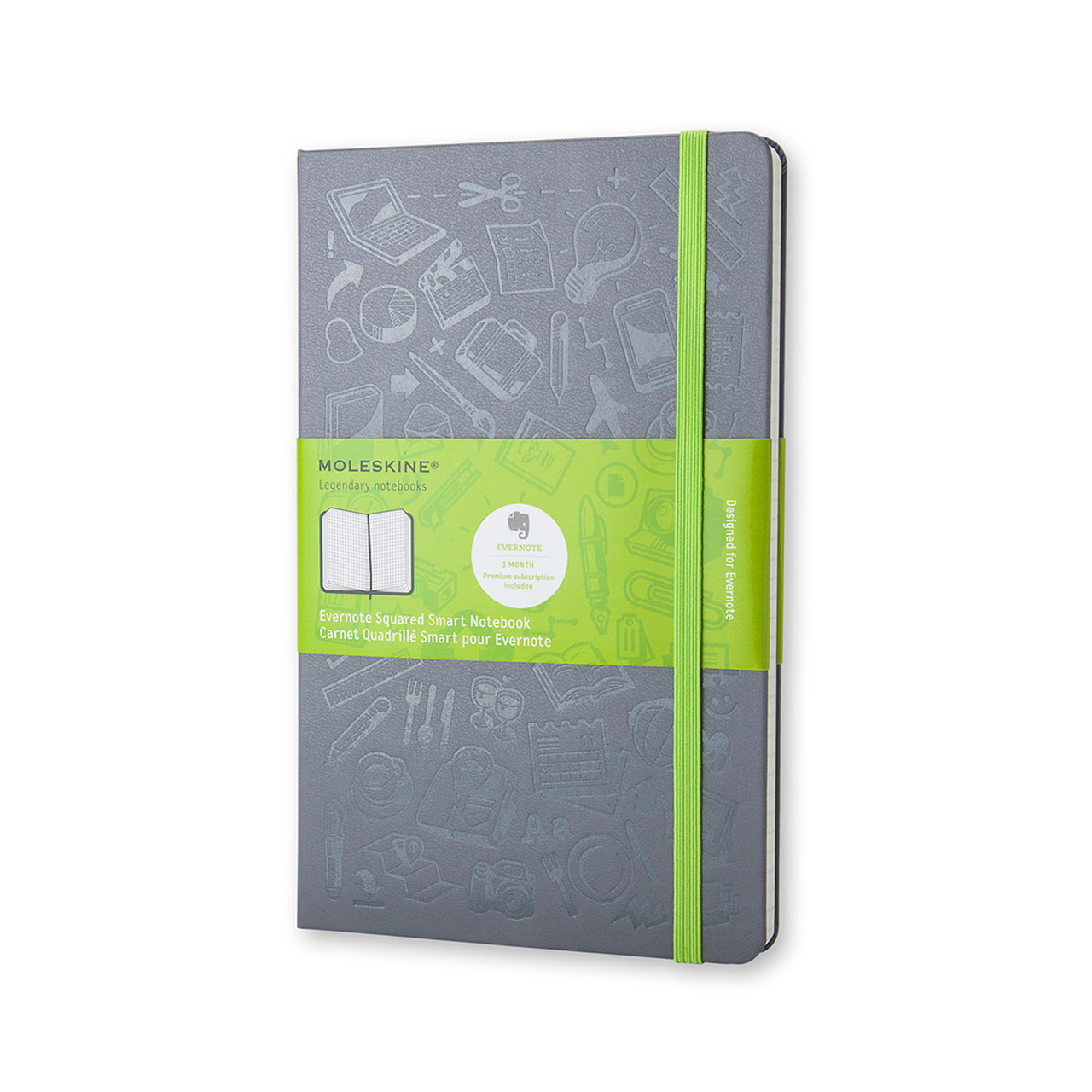 Блокнот Moleskine + Evernote середній 240 сторінок Сірий в клітинку 13х21 см (QP061A1EVER) (8051272892284)