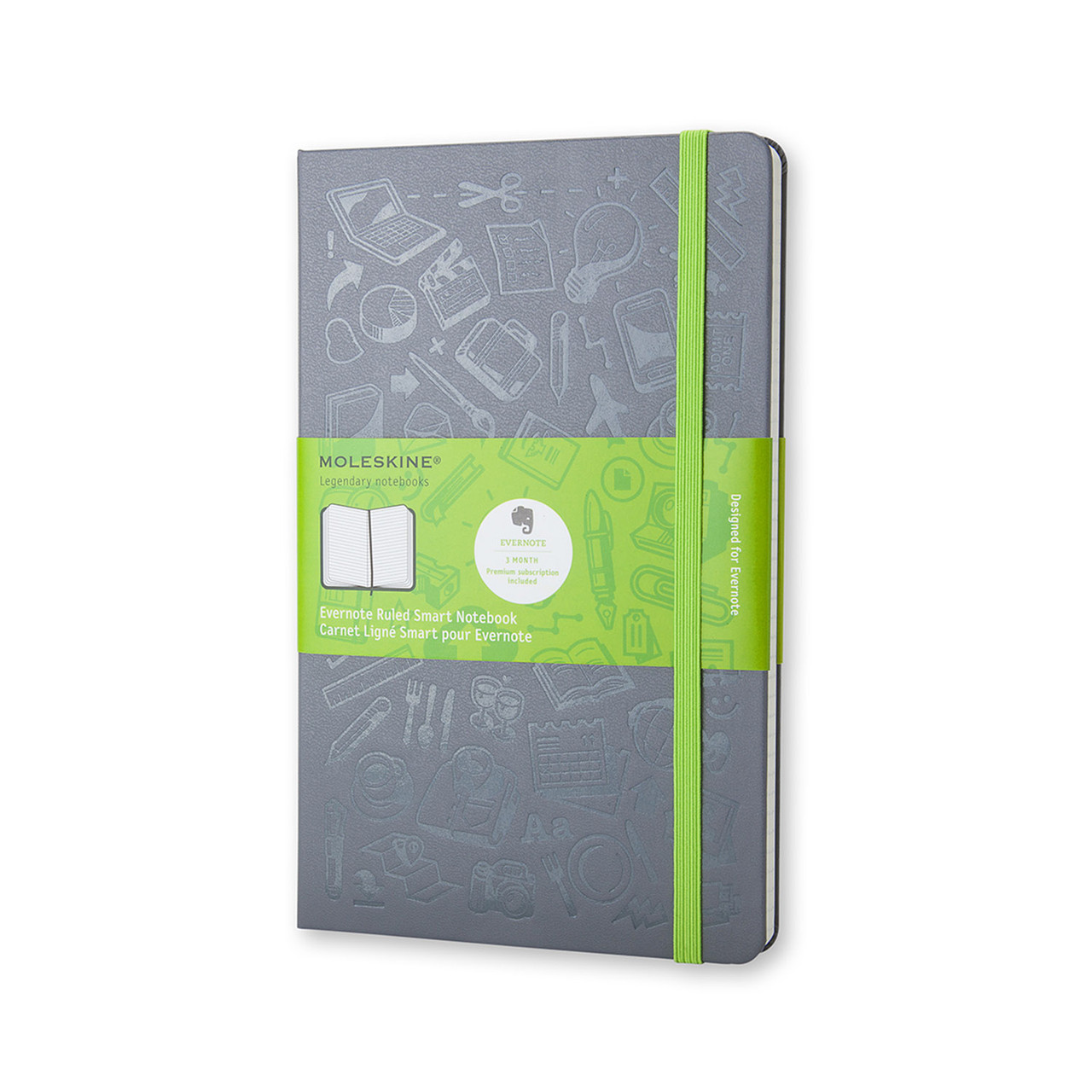 Блокнот Moleskine + Evernote середній 240 сторінок Сірий в лінію 13х21 см (QP060A1EVER) (8051272892260)