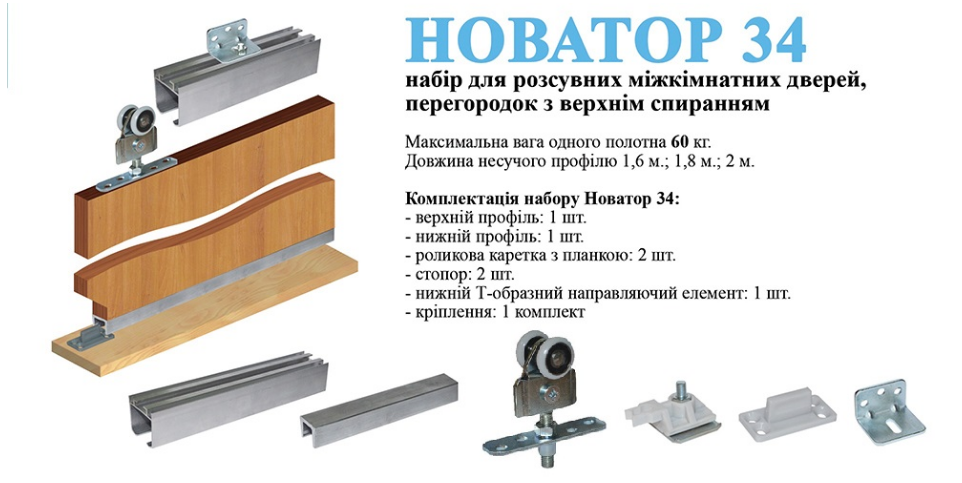 Розсувна система для дверей «Новатор 34»(2м)
