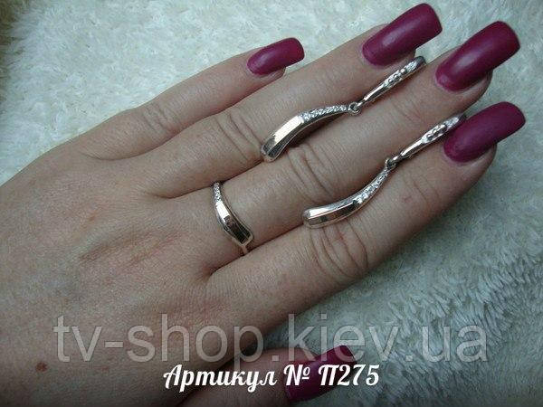 Кільце + сережки зі срібла із золотом, П275, р. ― 18