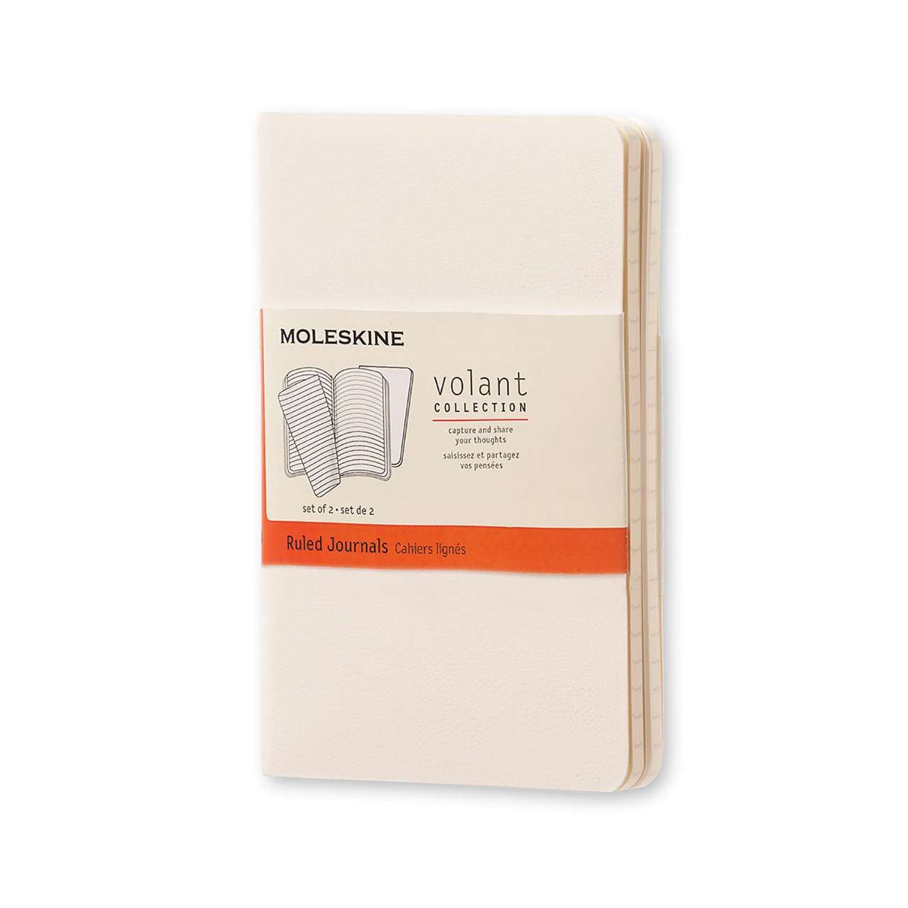 Блокнот Moleskine Volant Білий кишеньковий 80 сторінок в лінію 2 шт. 9х14 см (9788867320486)