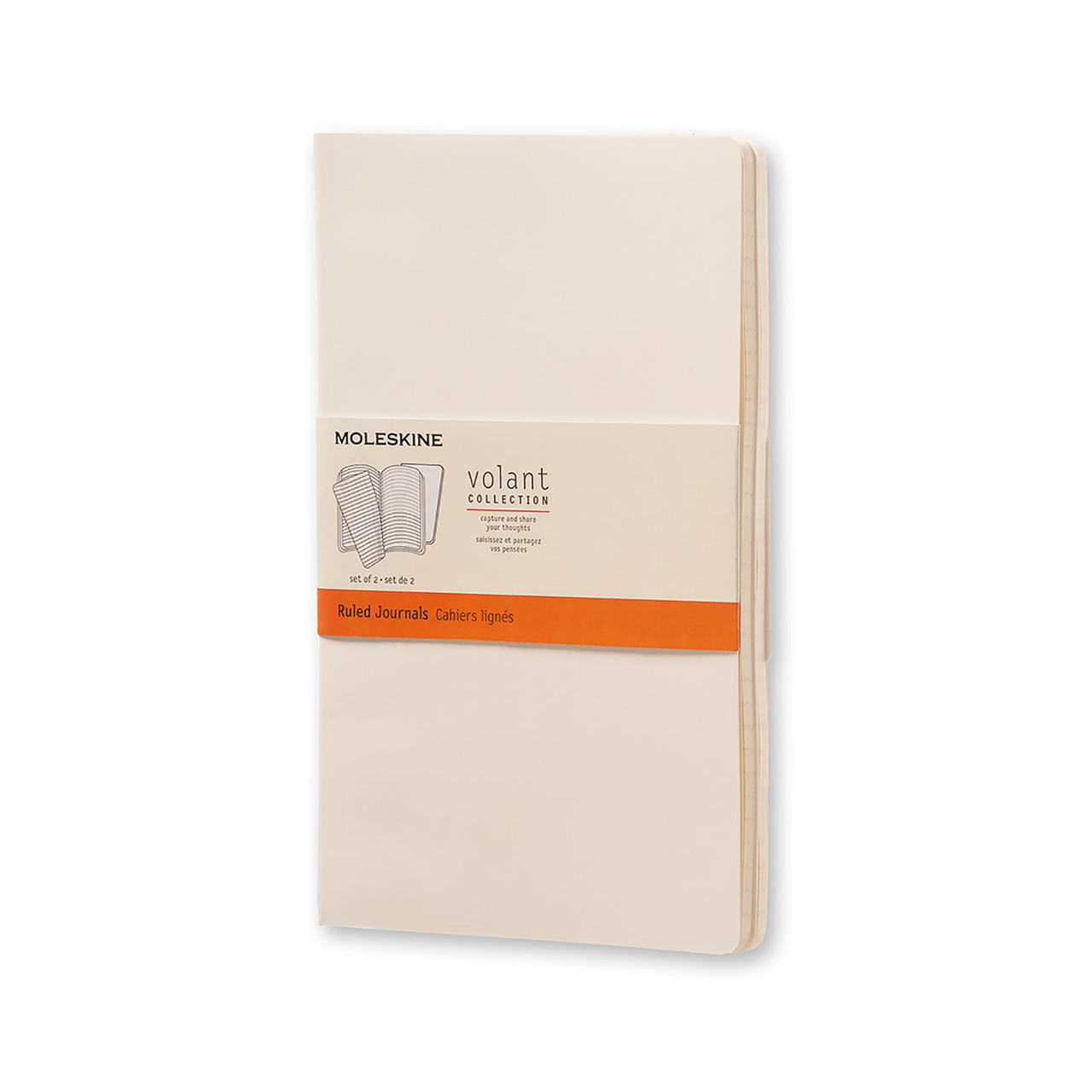 Блокнот Moleskine Volant Білий середній 80 сторінок в лінію 2 шт. 13х21 см (QP721WH), фото 1