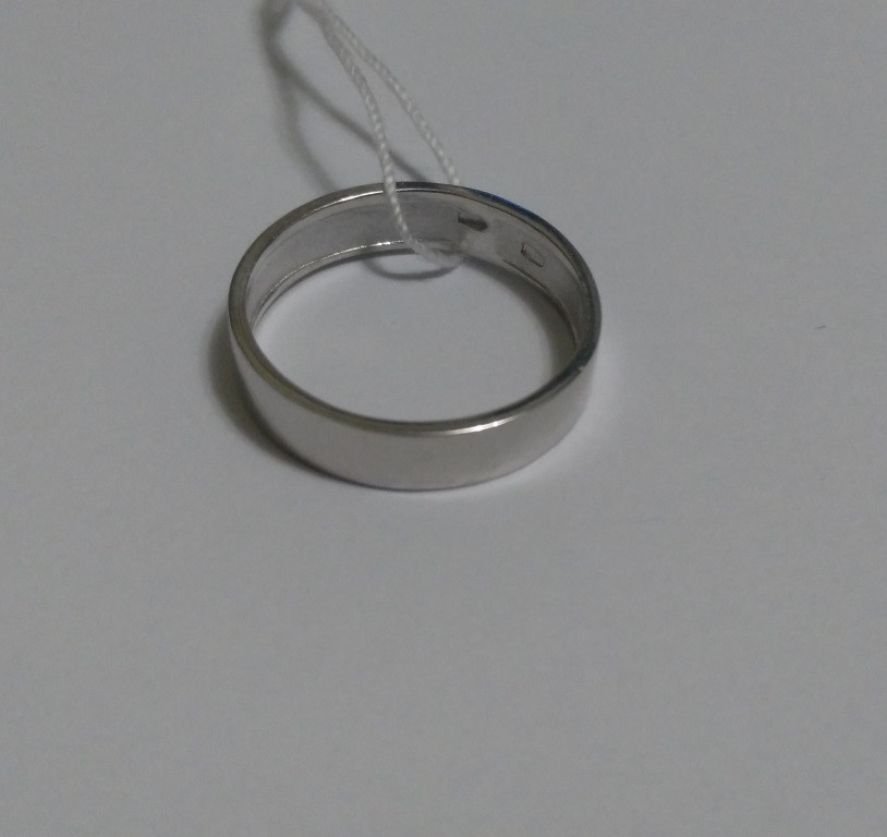 Обручальное родированное кольцо из серебра 925 пробы, шириной 4мм - фото 4 - id-p585670539
