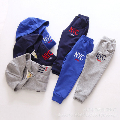 Дитячий трикотажний спортивний костюм для хлопчика NYC темно синій, фото 1