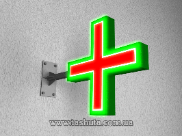 Аптечний хрест з підсвіткою світлодіодами 600х600 мм (Від: Двосторонній; )