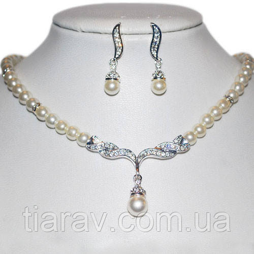 Свадебная бижутерия колье ожерелье и серьги украшения - фото 3 - id-p994677096