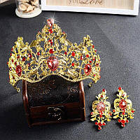 Корона висока діадема МАДОННА корона та сережки набір корони тіари весільні прикраси для волосся