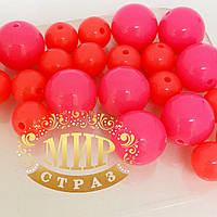 Бусина акрилова, колір Fluo Rose, 10 мм*1 шт.