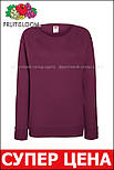 Світшот жіночий бордовий светр легкий Lightweight raglan Fruit Of The Loom,XS, фото 3
