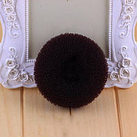 Бублик, валик, пончик, донат для пучка балерины размер XL, диаметр 11 см темно-коричневый