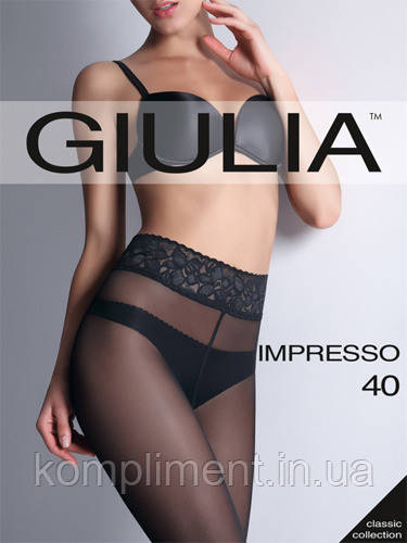 Колготки з мереживним поясом на силіконоврій основі GIULIA IMPRESSO 40 DEN
