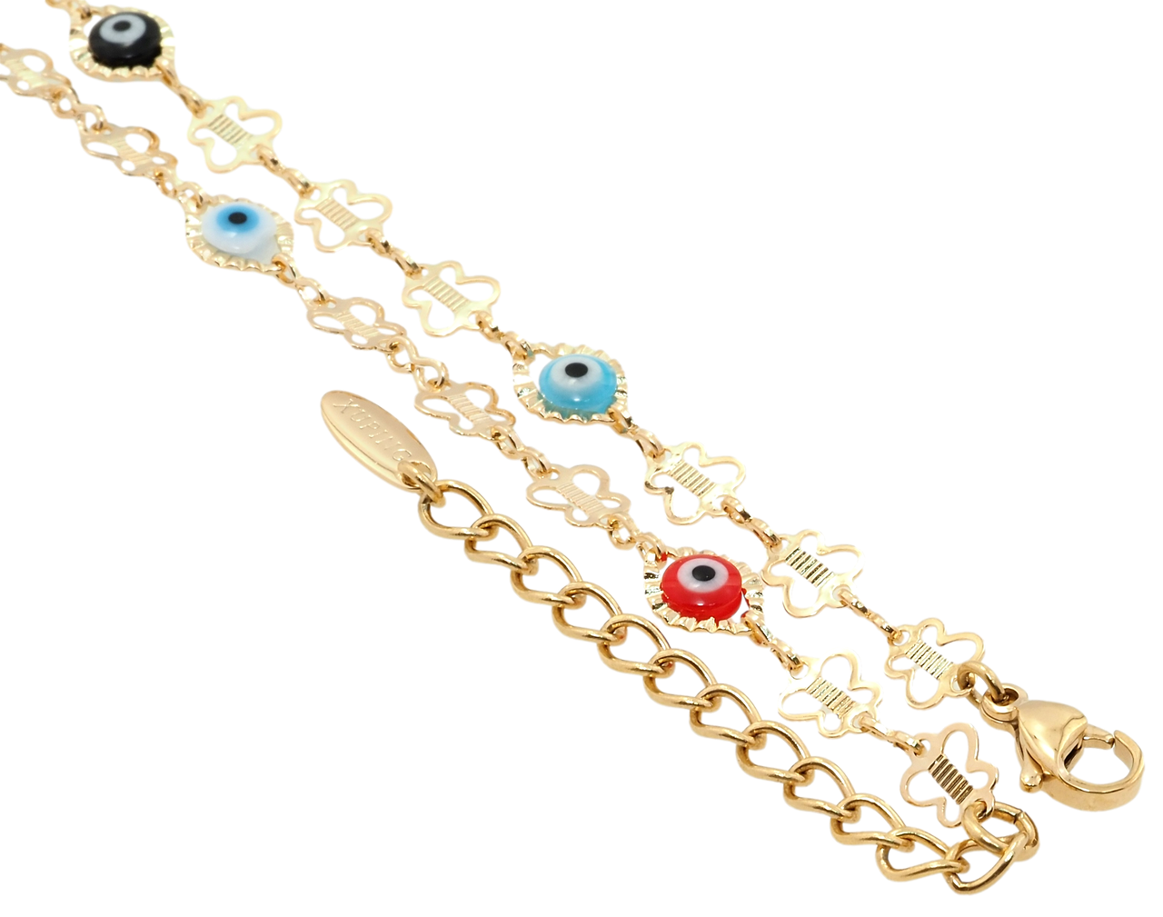 

Цепочка Xuping Позолота 18K "Бабочки с оберегом Глаз Фатимы" длина 45-50см х 6-7мм