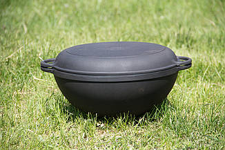 Казан чавунний WOK з кришкою-сковородкою (d=340 мм, h = 155 мм, V = 8 л), фото 2