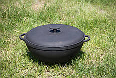 Казан чавунний WOK з кришкою (d=340 мм, h = 155 мм, V = 8 л)