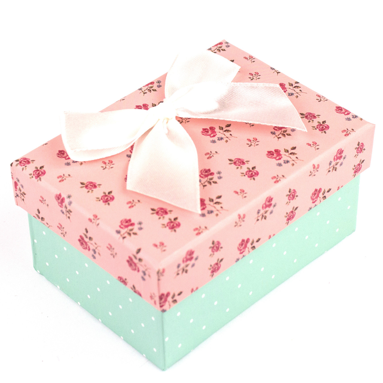 Подарочная коробка с цветами мятно-розовая 11 x 8 x 5.2 см - фото 2 - id-p397364358